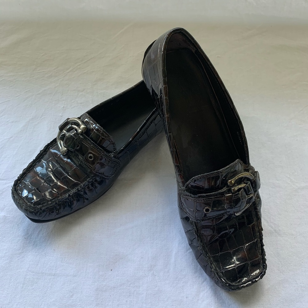 Stuart Weitzman Croc Patent Leather loafers